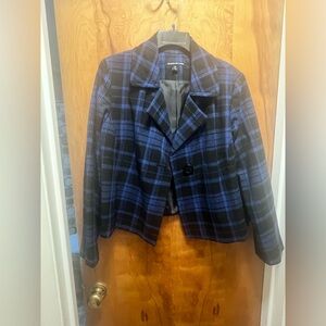 Blue and Black Plaid Jacket